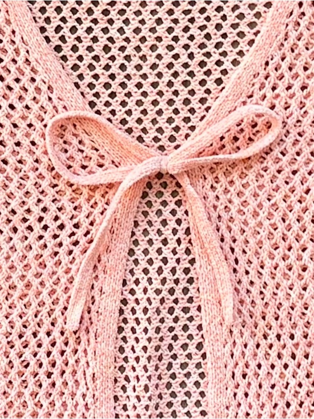 American Eagle Tangerine Open-Weave Tie-Front Cardigan Size S - Picture 3 of 5